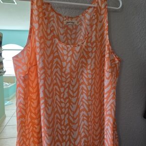 Lush Vibrant Orange and White Patterned Tank